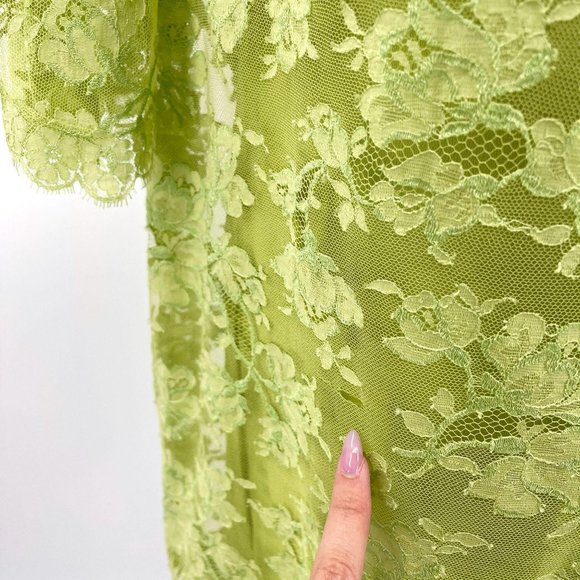 Vintage 60s Neal McClintock Chartreuse Green Lace Midi Shift Dress Womens Size M - Picture 8 of 13